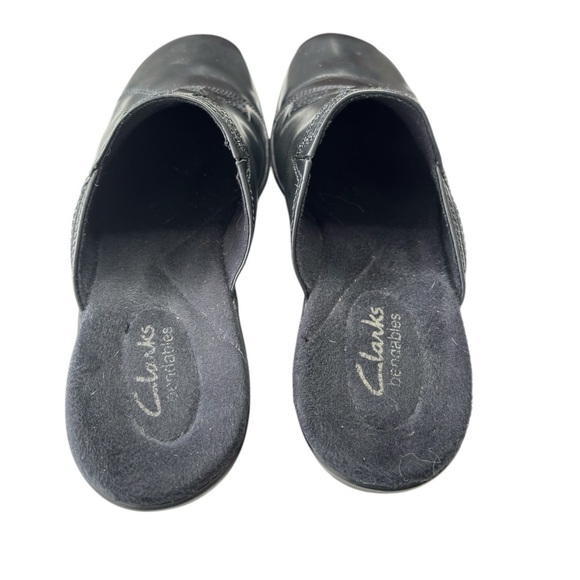 Clarks Bendables Black Leather Slip On Womens Size 7.5 Comfort Shoe Clogs Mule - Picture 4 of 7